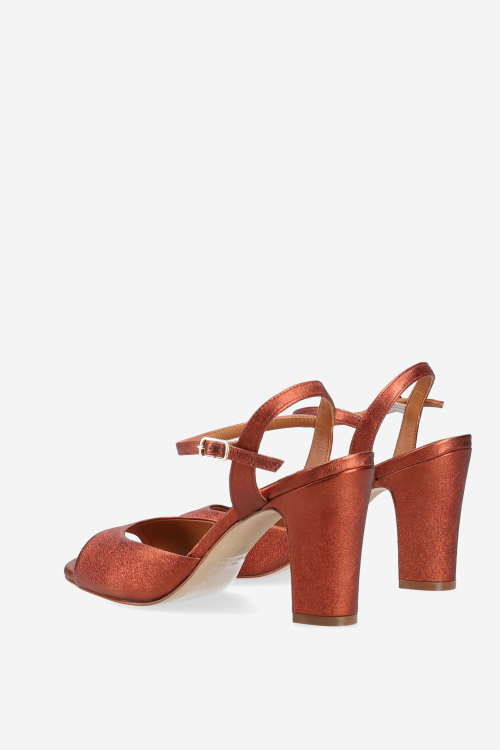 Metallic leather heeled sandals