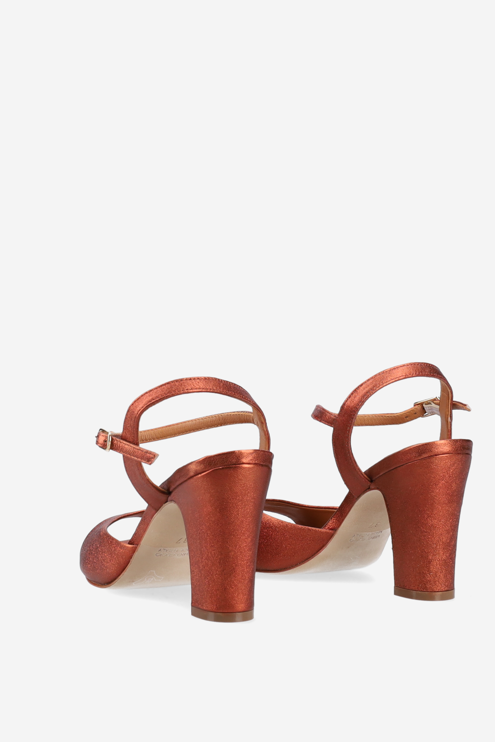 Metallic leather heeled sandals