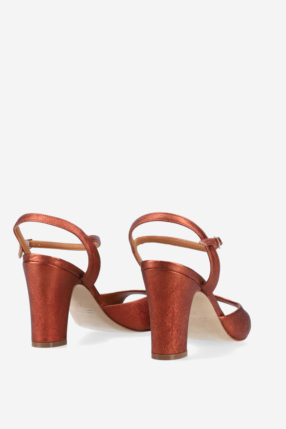 Metallic leather heeled sandals