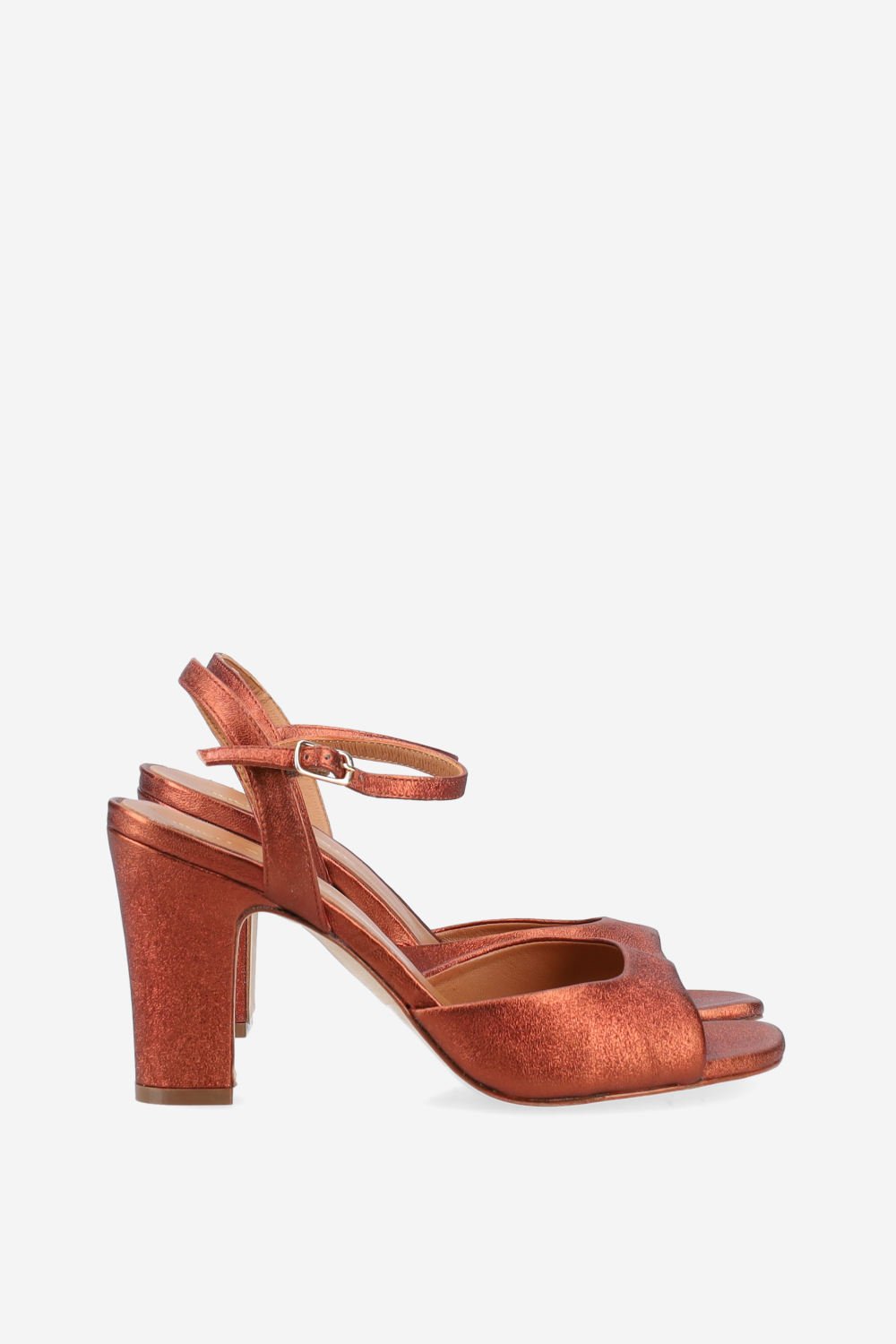 Metallic leather heeled sandals