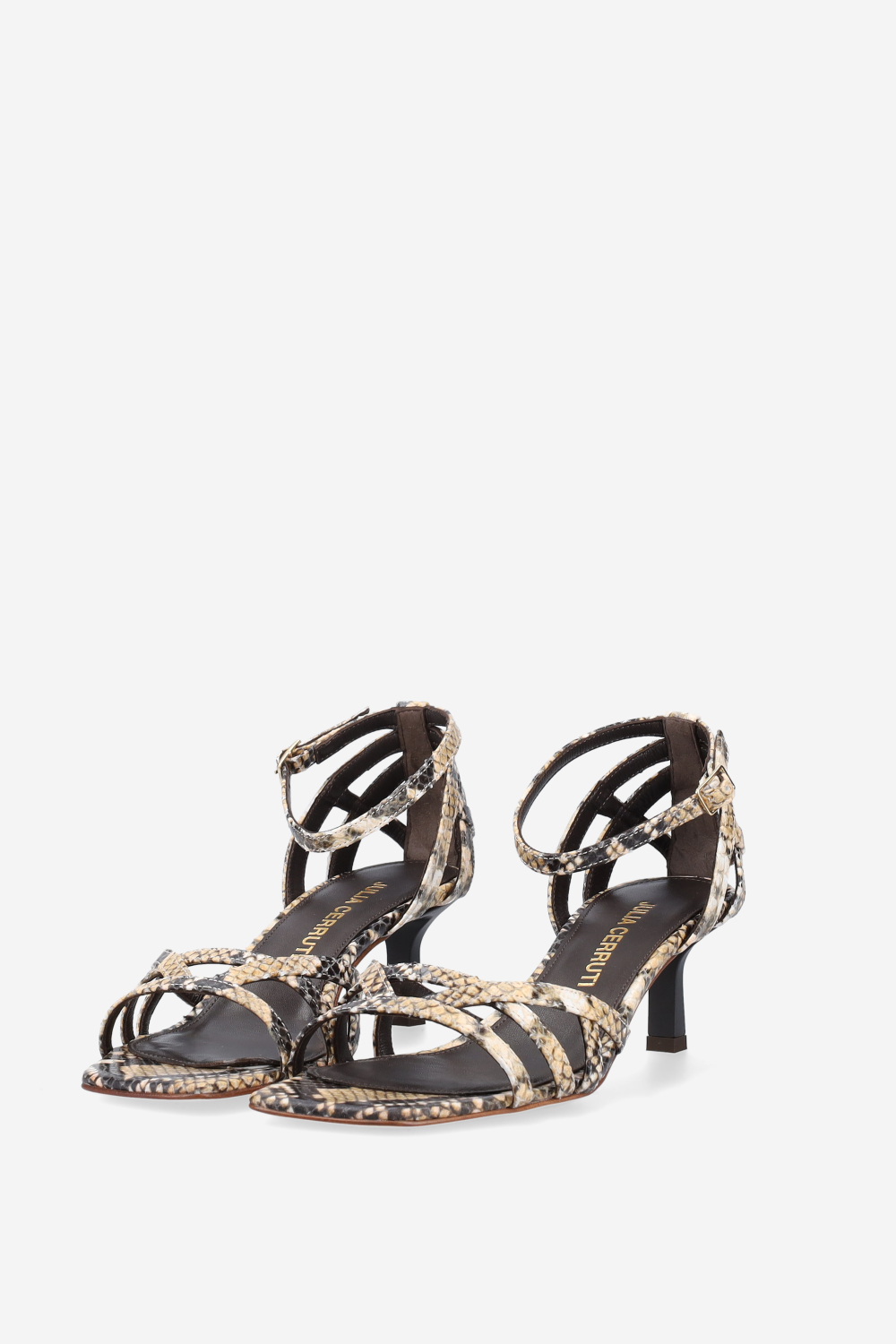 Strappy pitone leather sandals