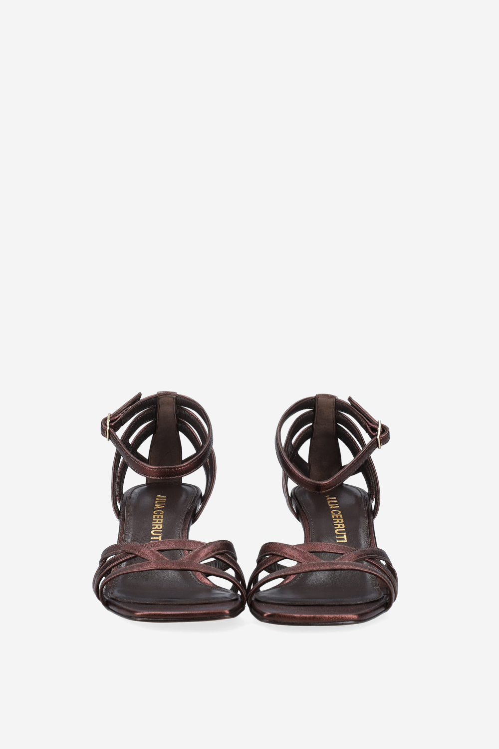 Strappy metallic leather sandals