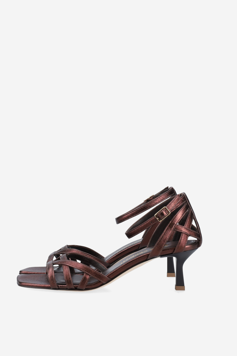 Strappy metallic leather sandals
