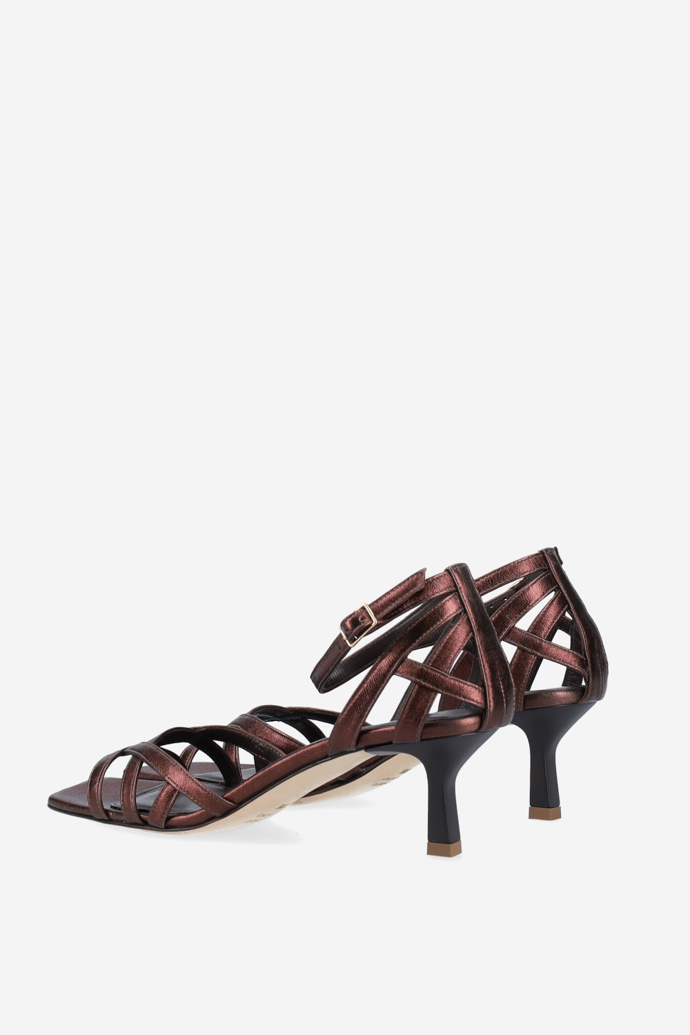 Strappy metallic leather sandals