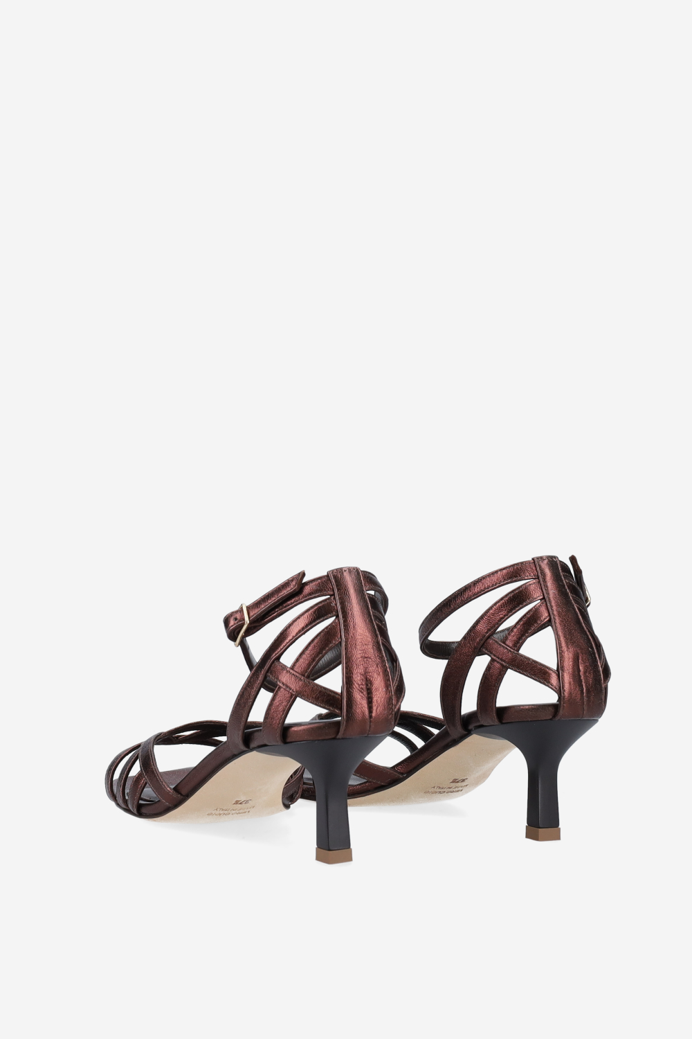 Strappy metallic leather sandals