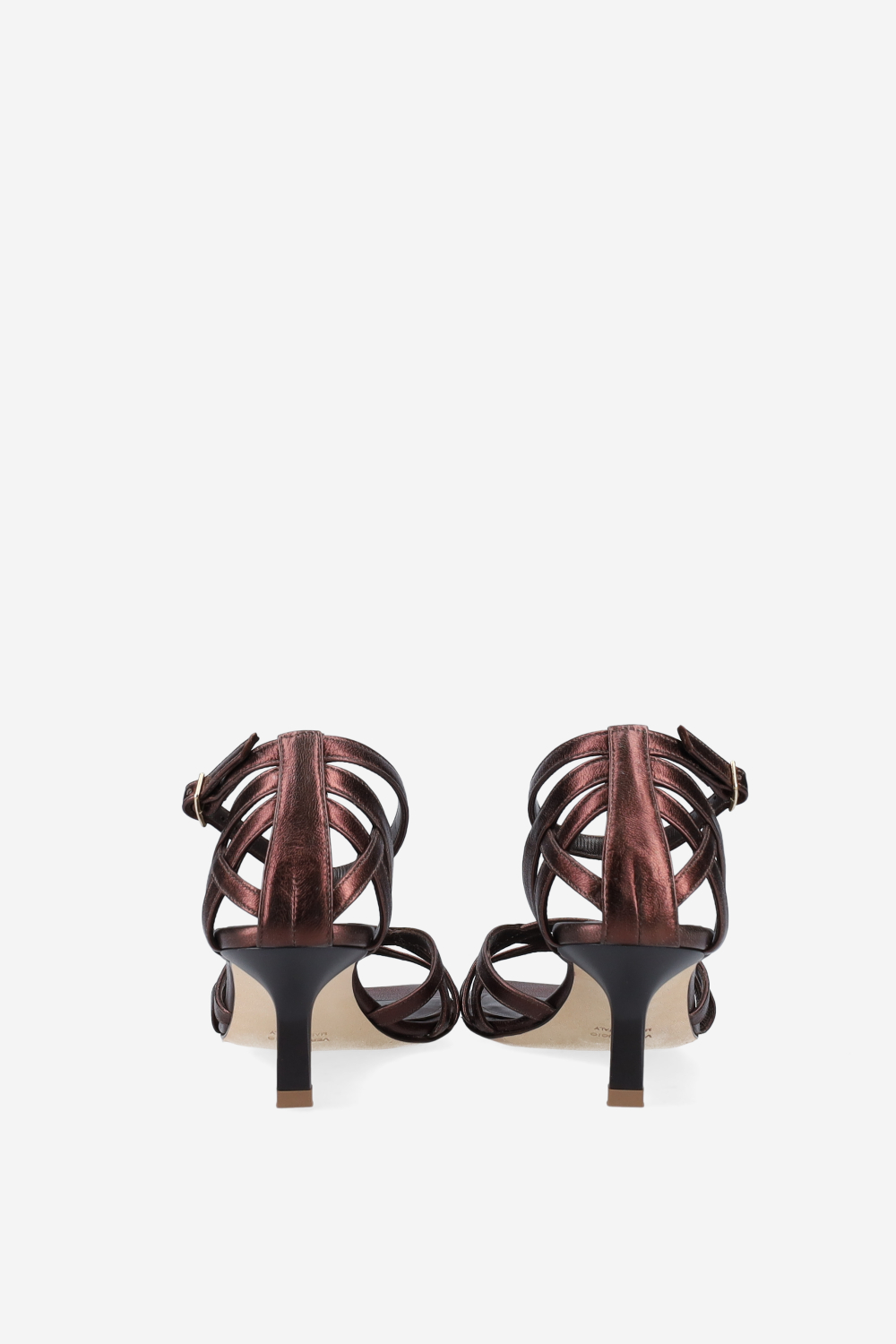 Strappy metallic leather sandals
