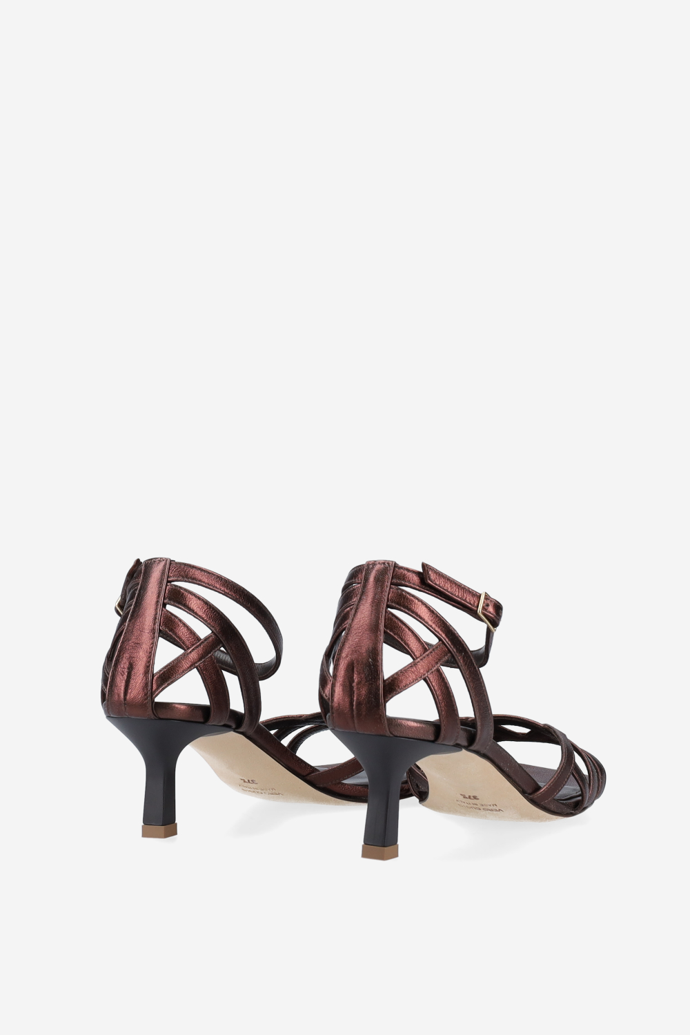 Strappy metallic leather sandals