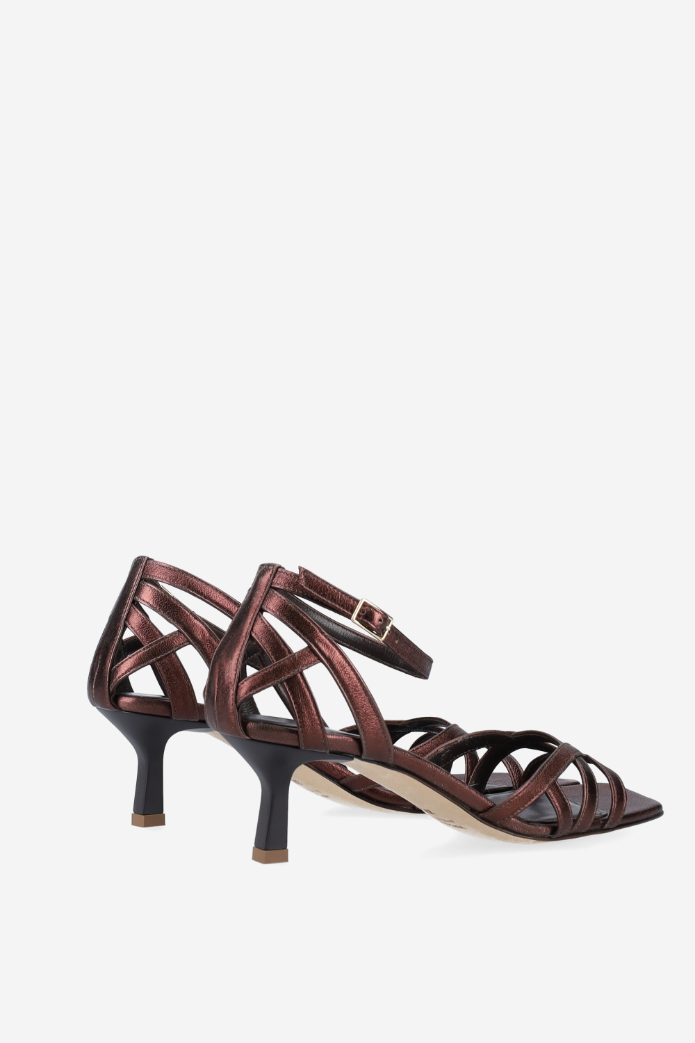 Strappy metallic leather sandals