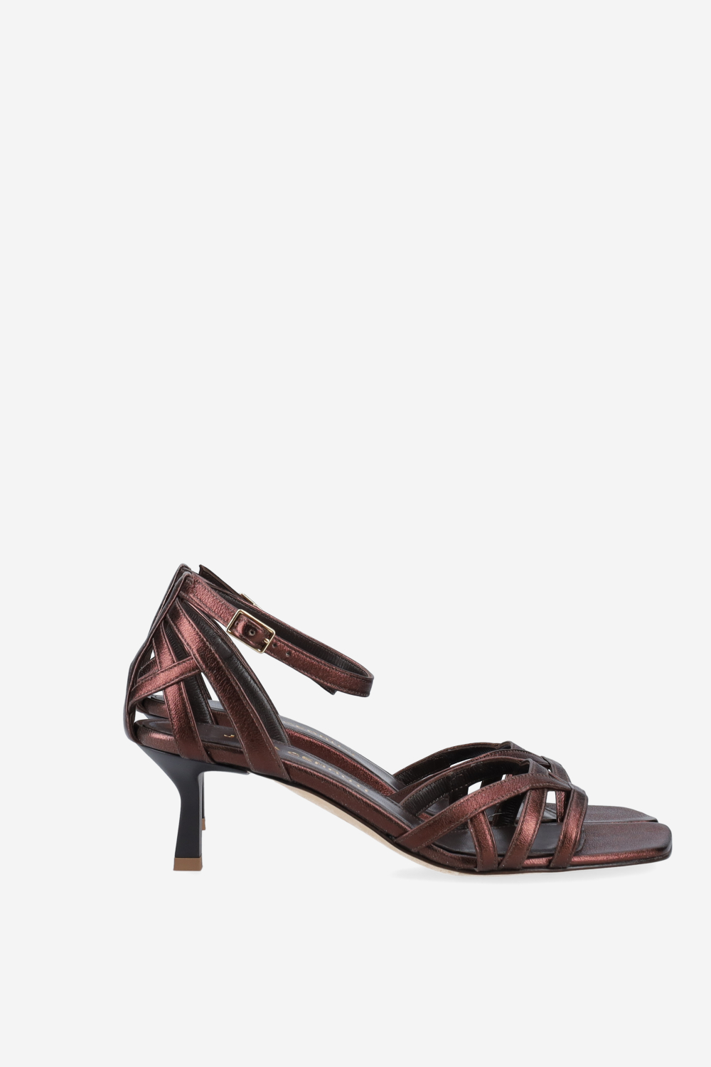 Strappy metallic leather sandals