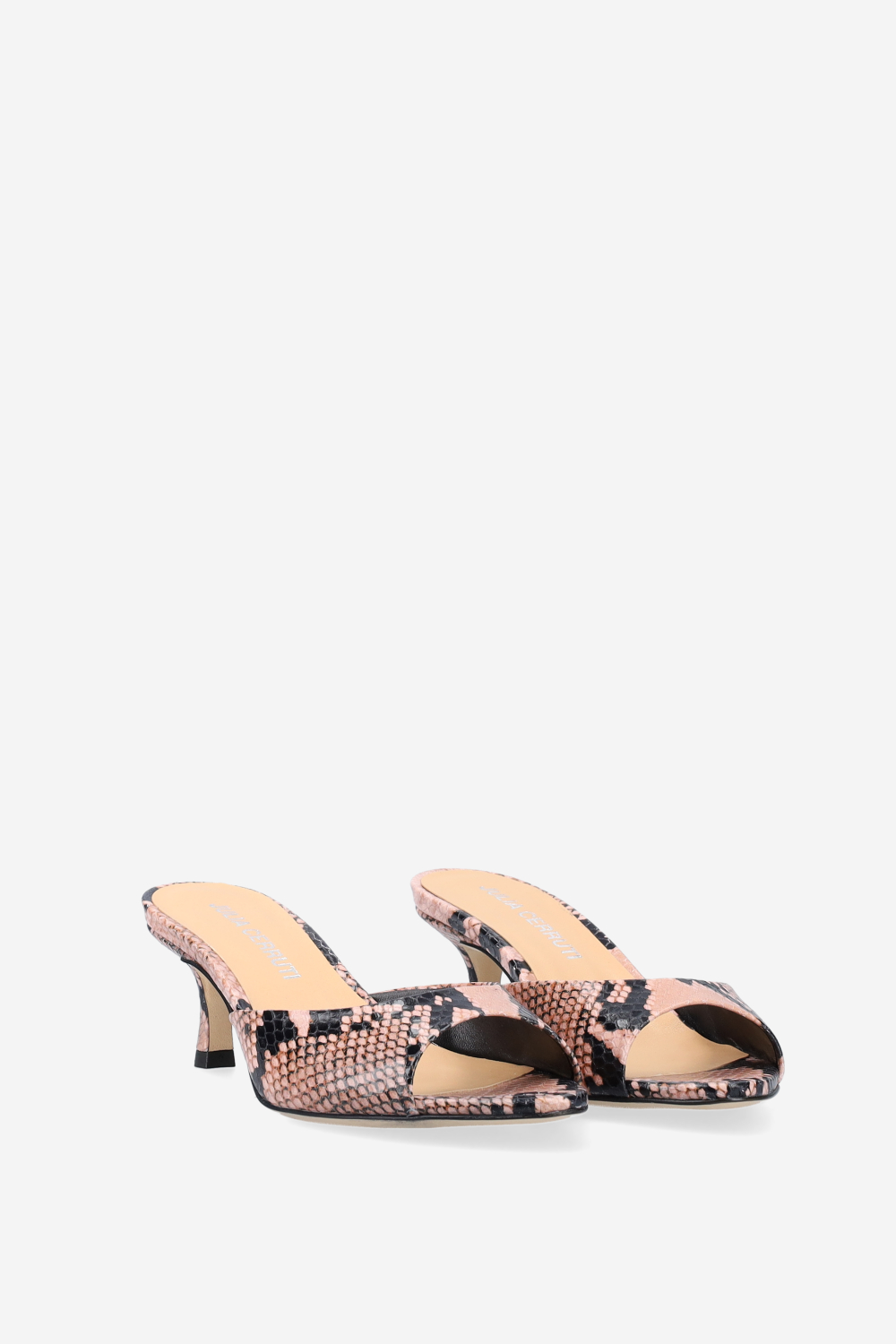 Pointed-toe pitone leather sandals