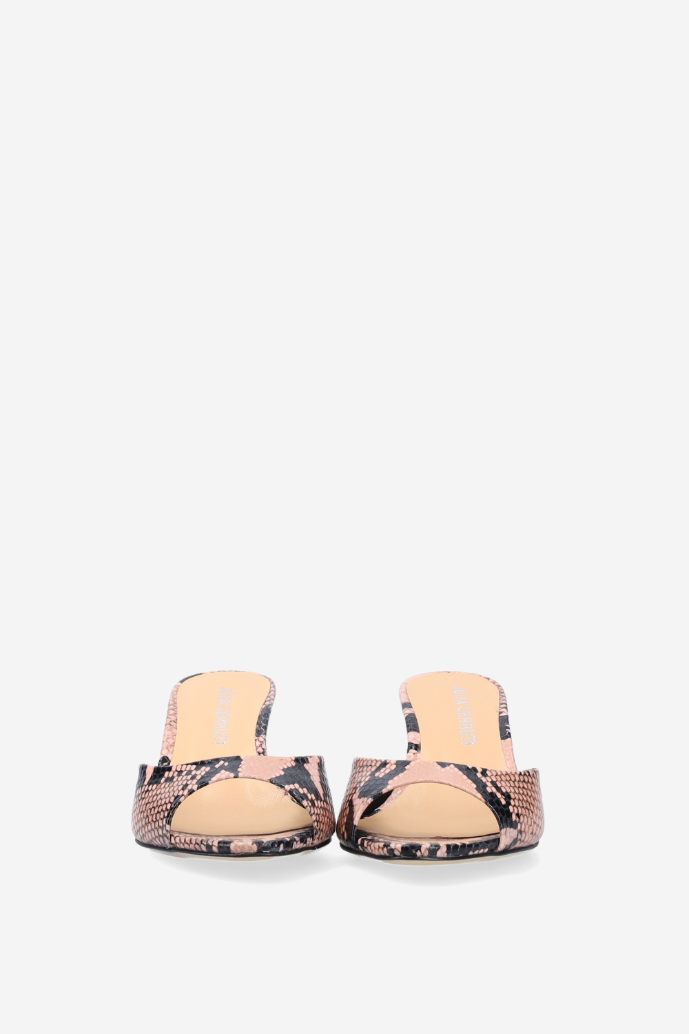 Pointed-toe pitone leather sandals