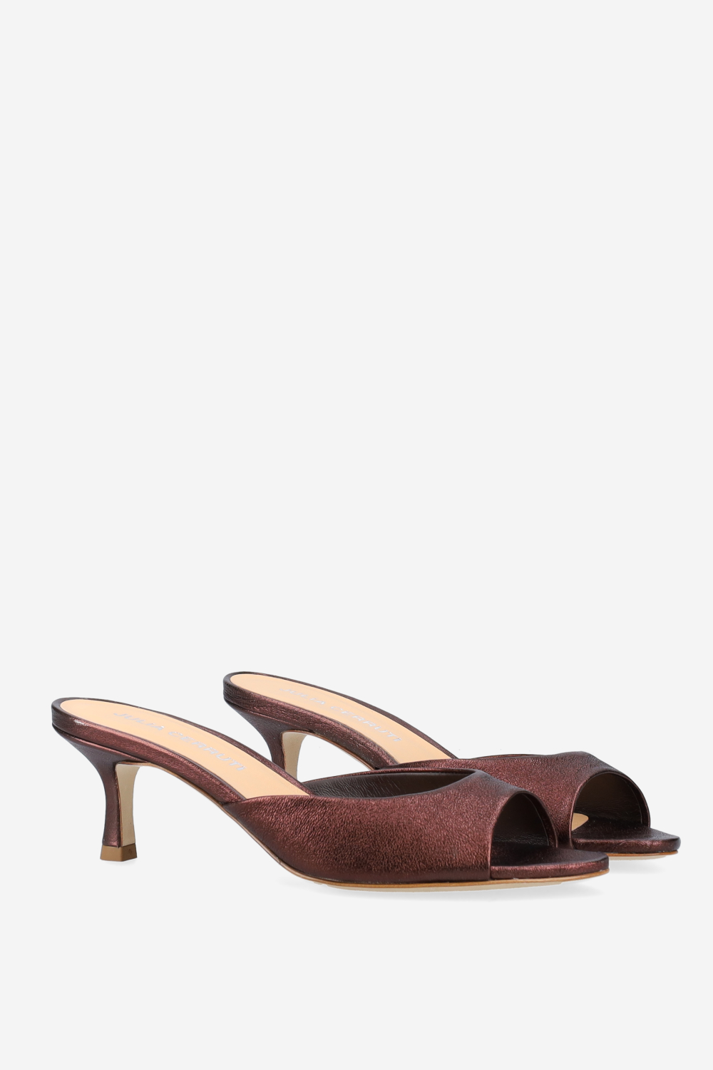 Pointed-toe metallic leather sandals