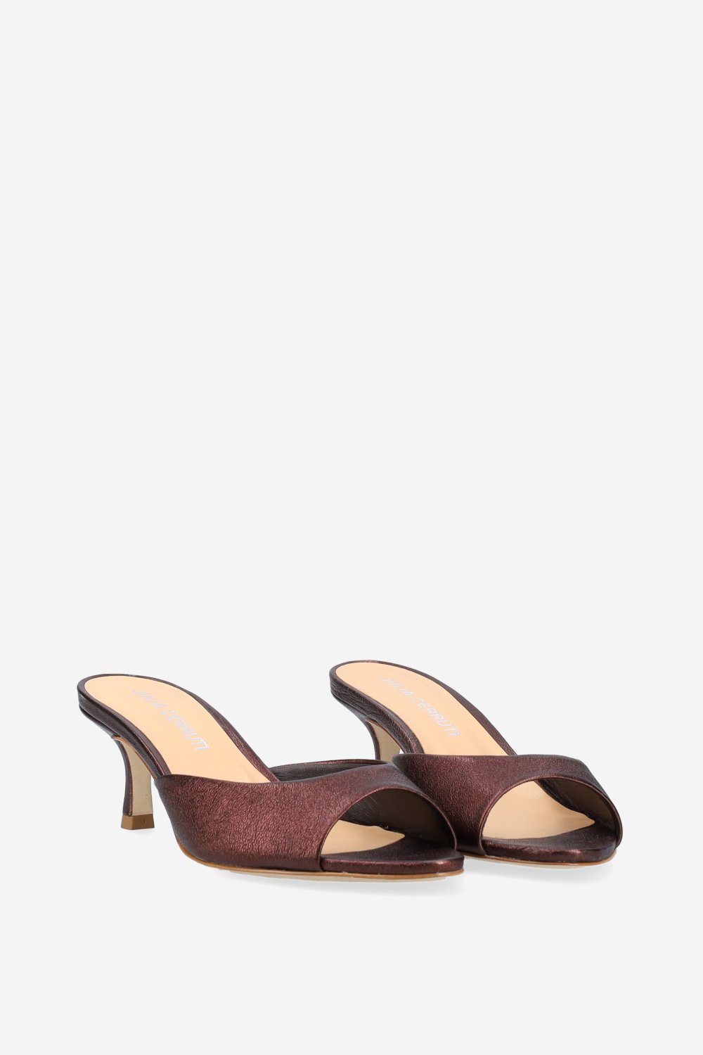 Pointed-toe metallic leather sandals