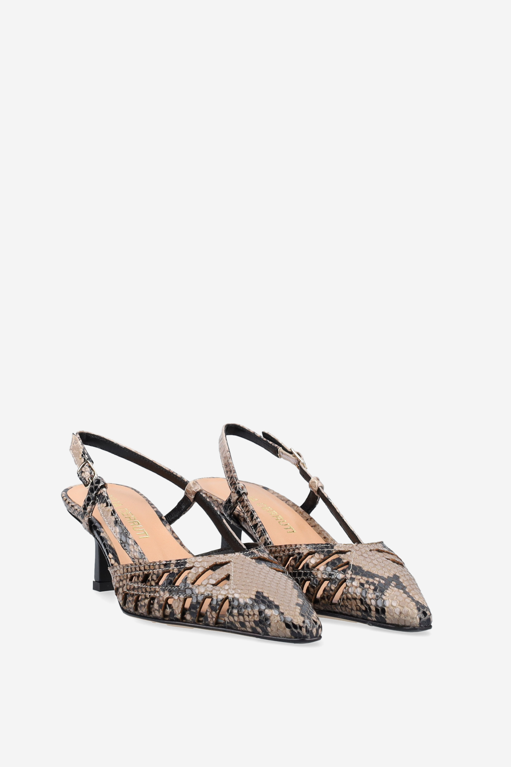 Pointed-toe pitone slingbacks