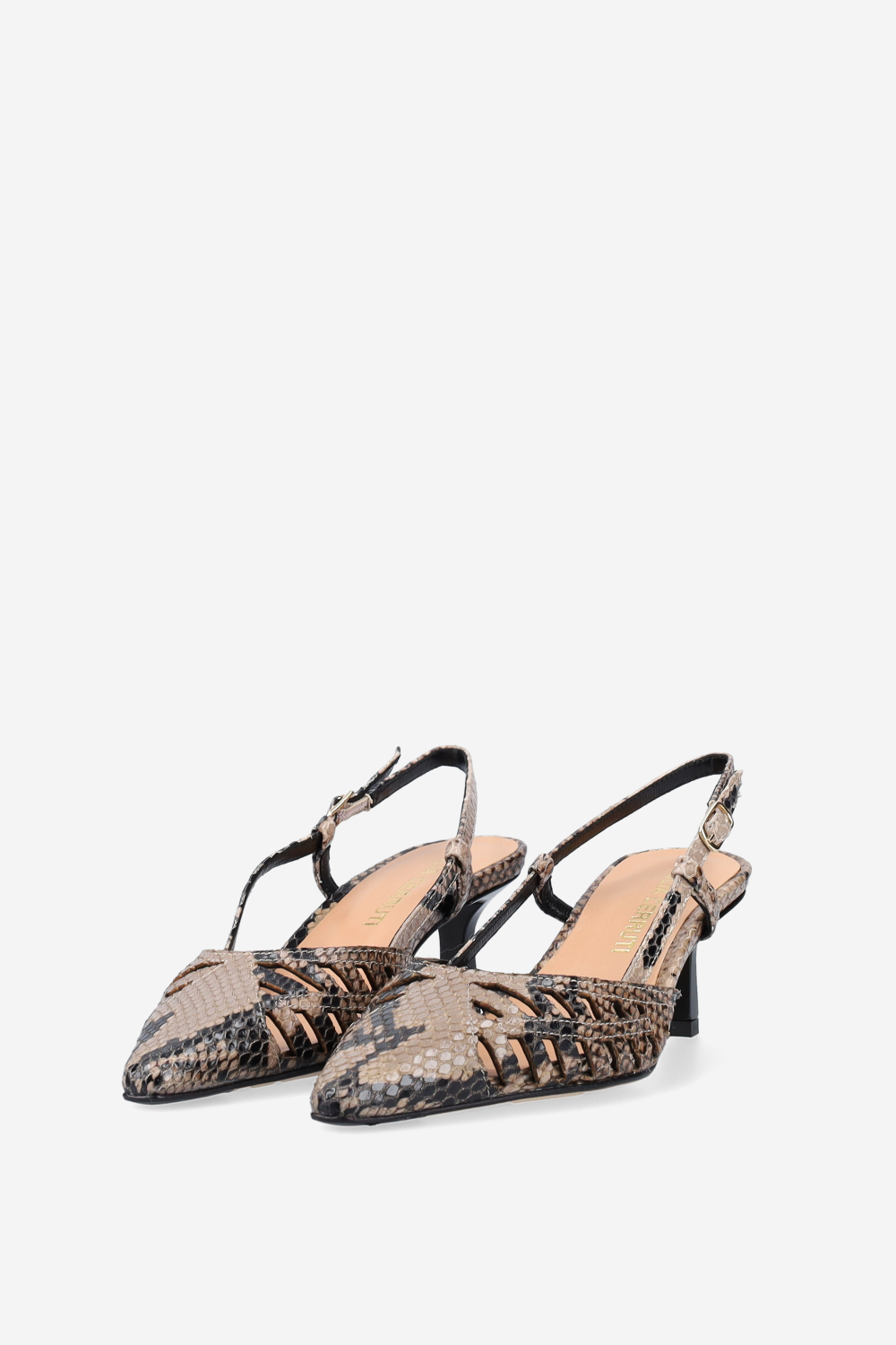Pointed-toe pitone slingbacks