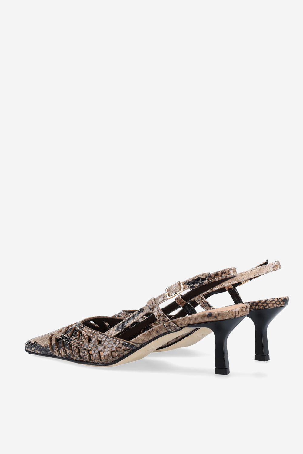 Pointed-toe pitone slingbacks