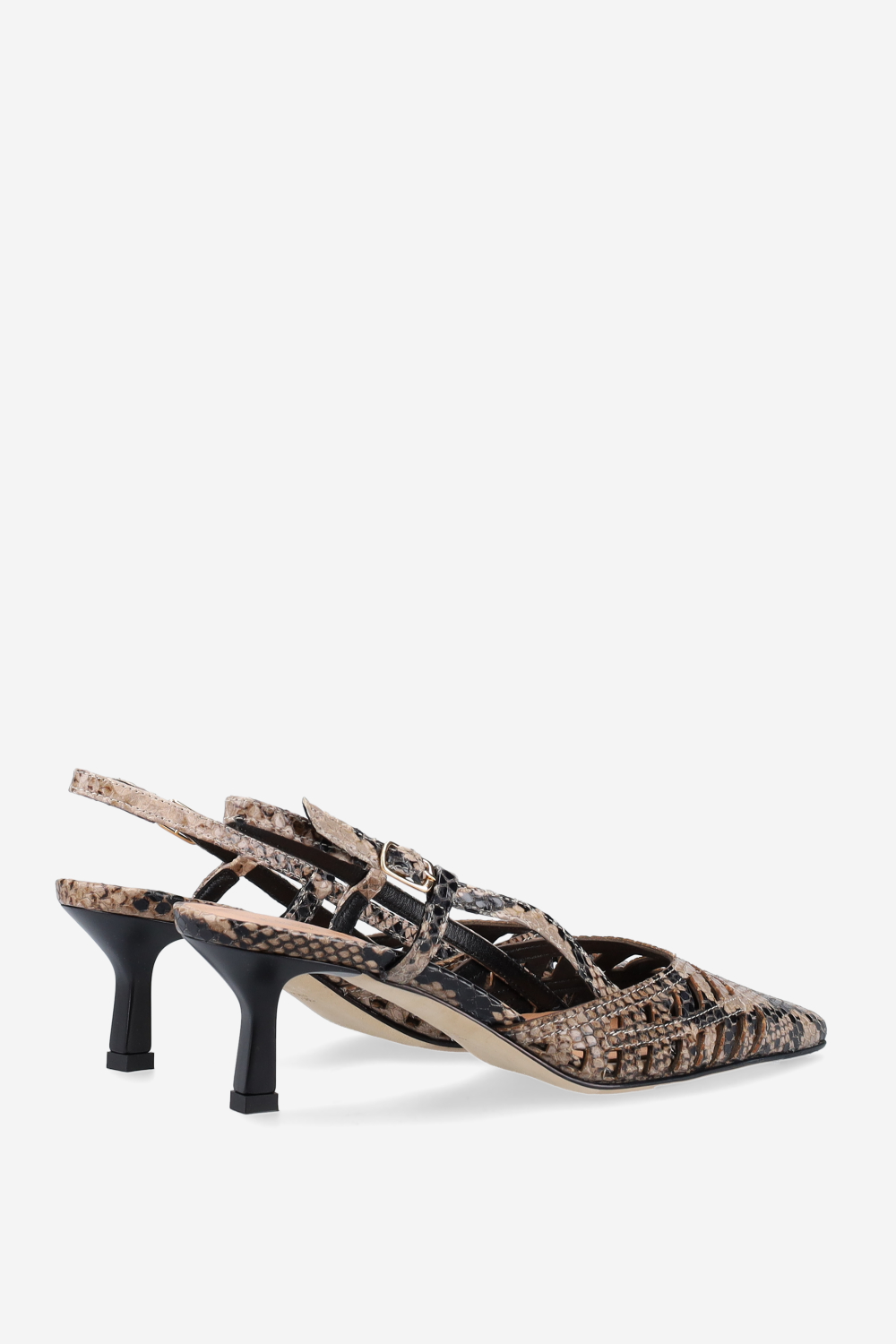 Pointed-toe pitone slingbacks