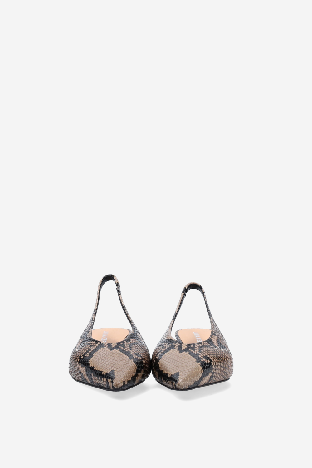 Pointed-toe pitone leather slingbacks