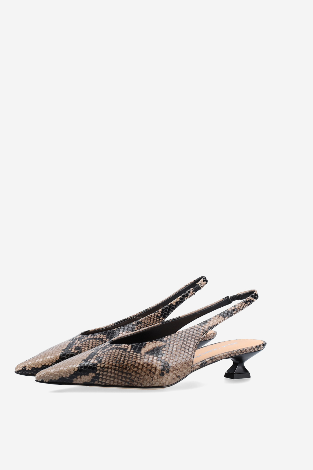 Pointed-toe pitone leather slingbacks