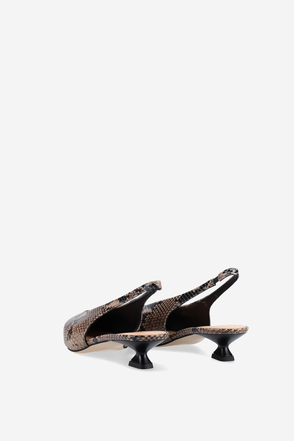 Pointed-toe pitone leather slingbacks
