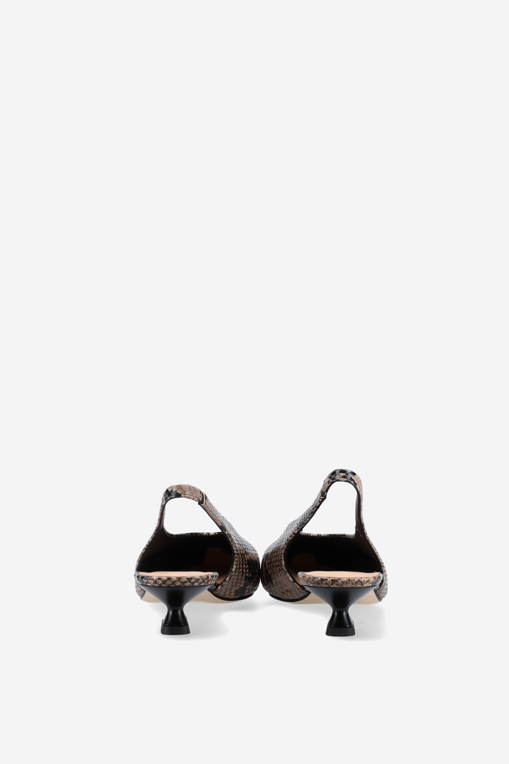 Pointed-toe pitone leather slingbacks