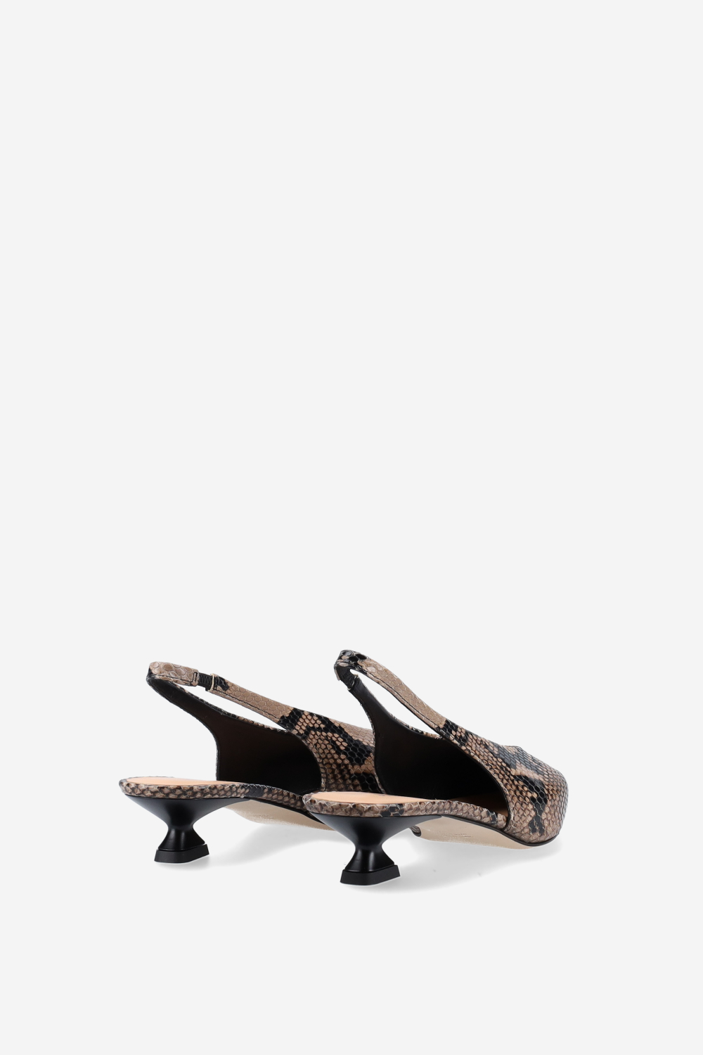 Pointed-toe pitone leather slingbacks