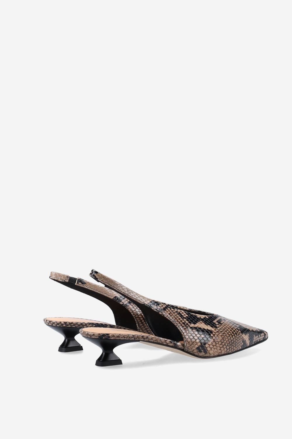 Pointed-toe pitone leather slingbacks