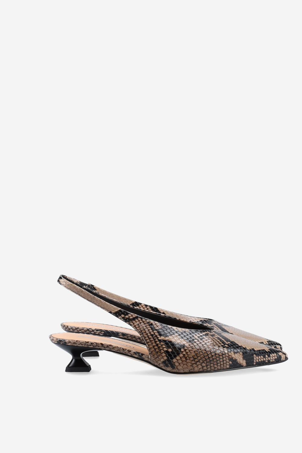 Pointed-toe pitone leather slingbacks