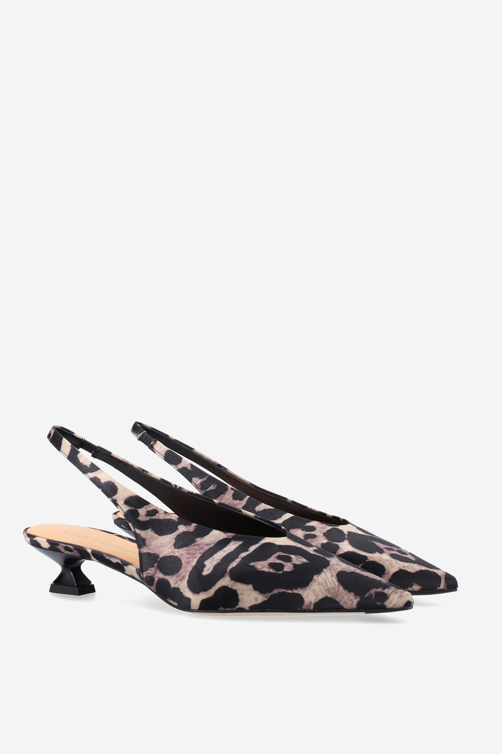 Pointed-toe satin slingbacks