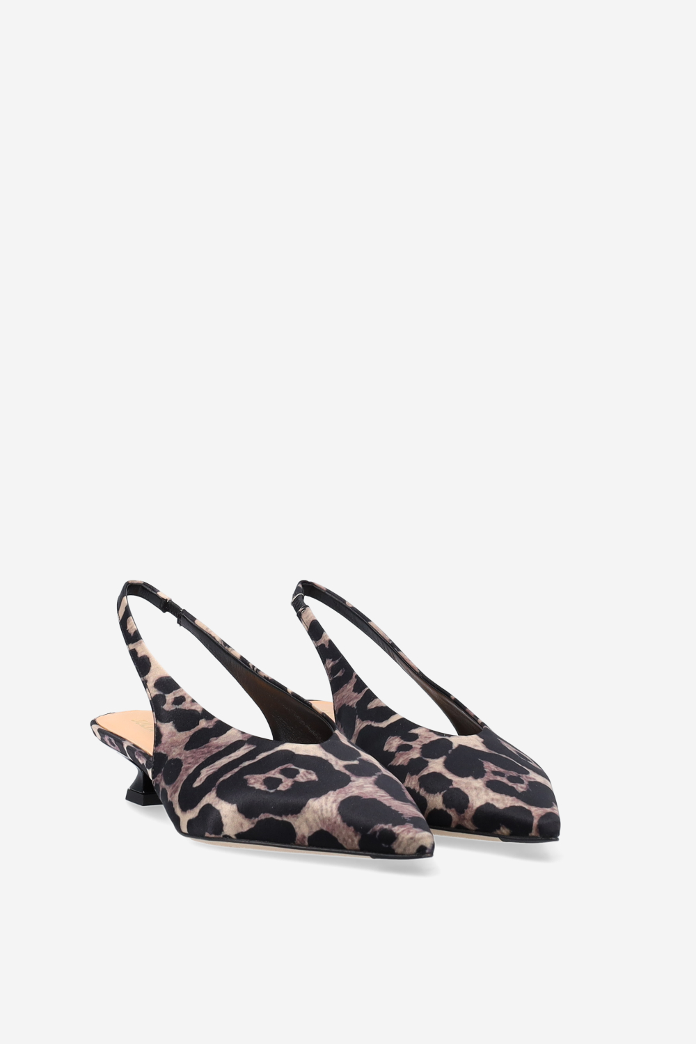 Pointed-toe satin slingbacks