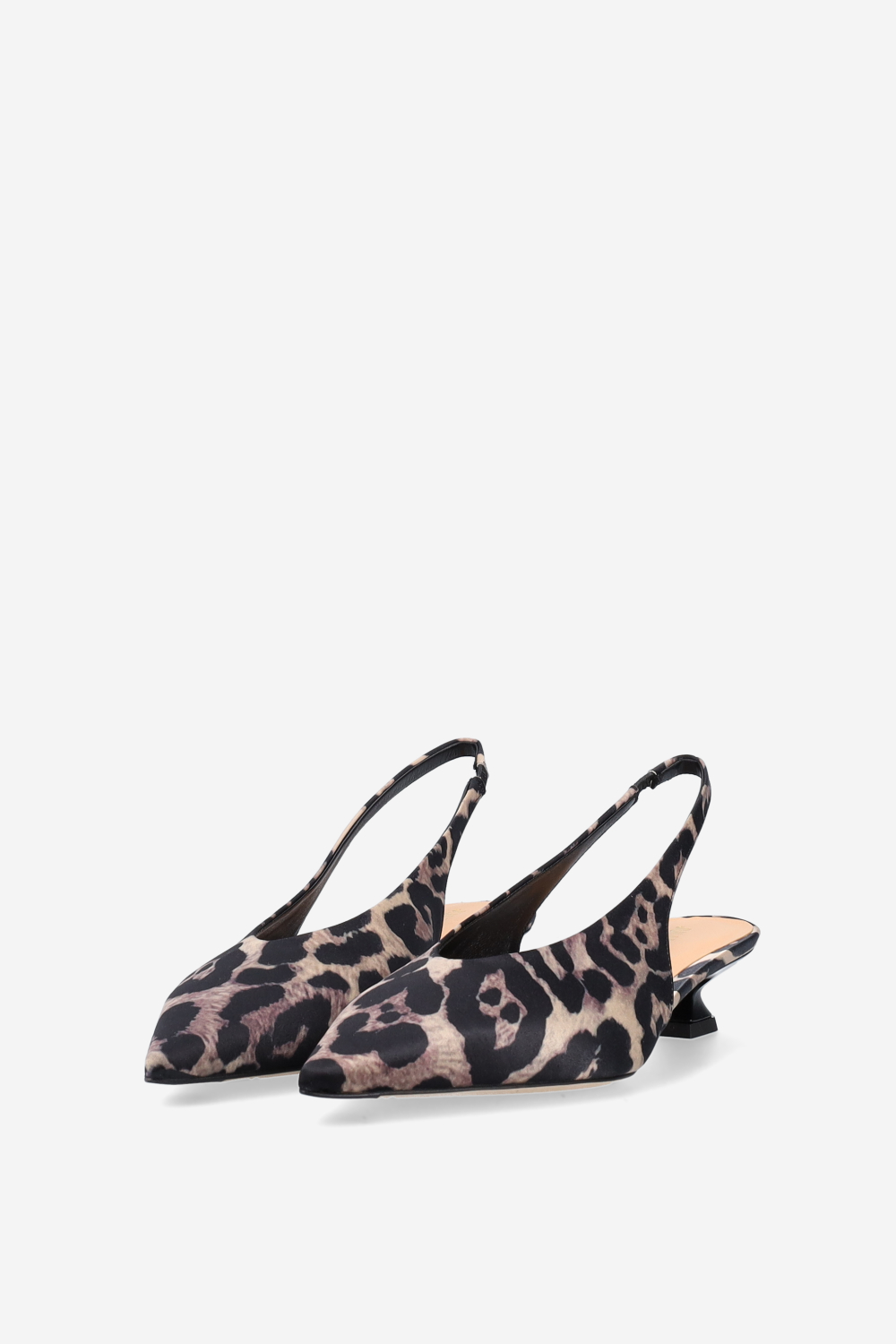 Pointed-toe satin slingbacks