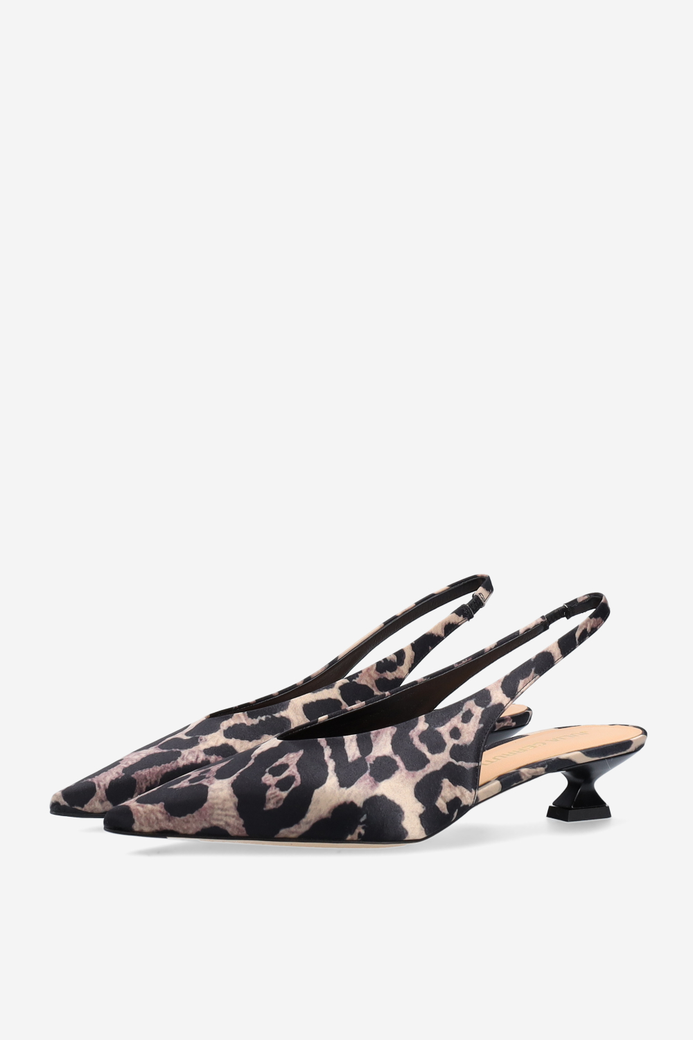 Pointed-toe satin slingbacks