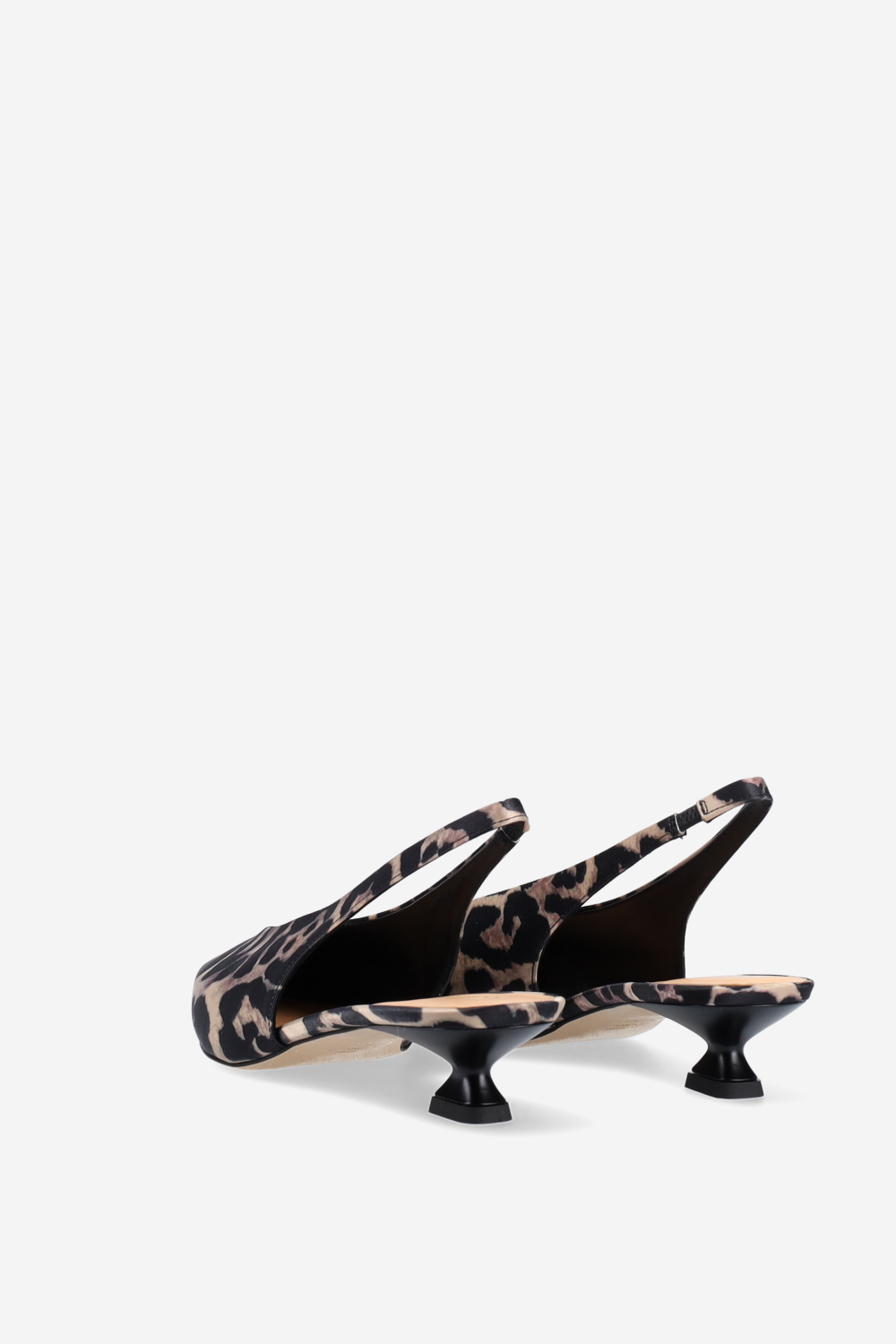 Pointed-toe satin slingbacks