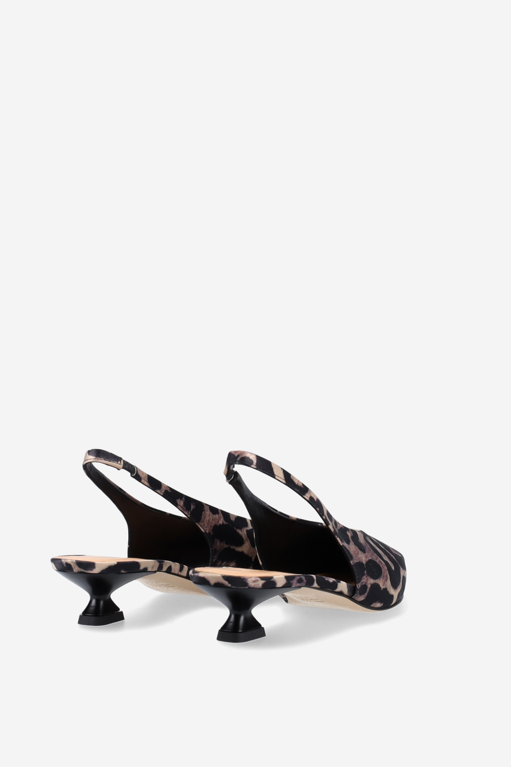 Pointed-toe satin slingbacks