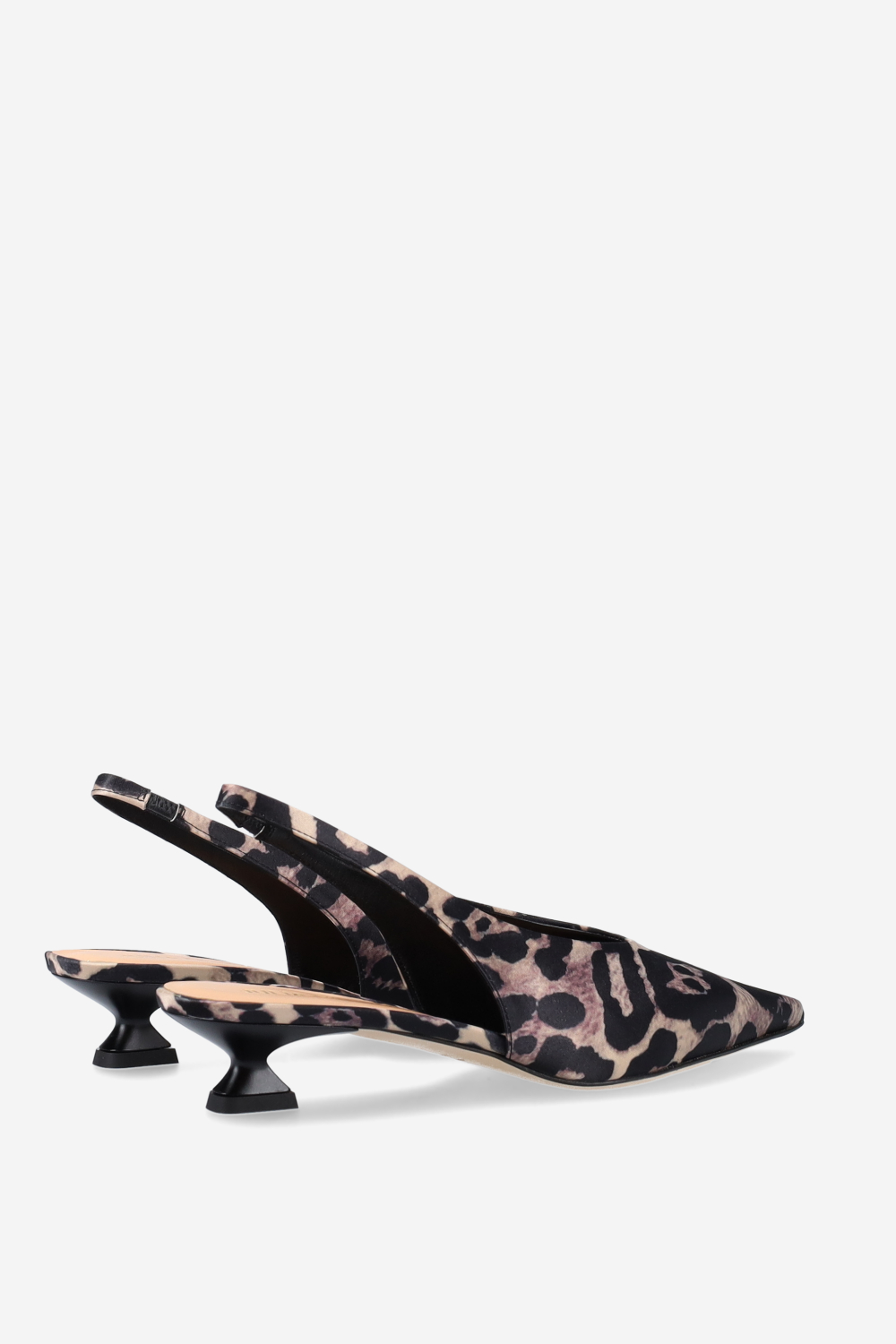 Pointed-toe satin slingbacks