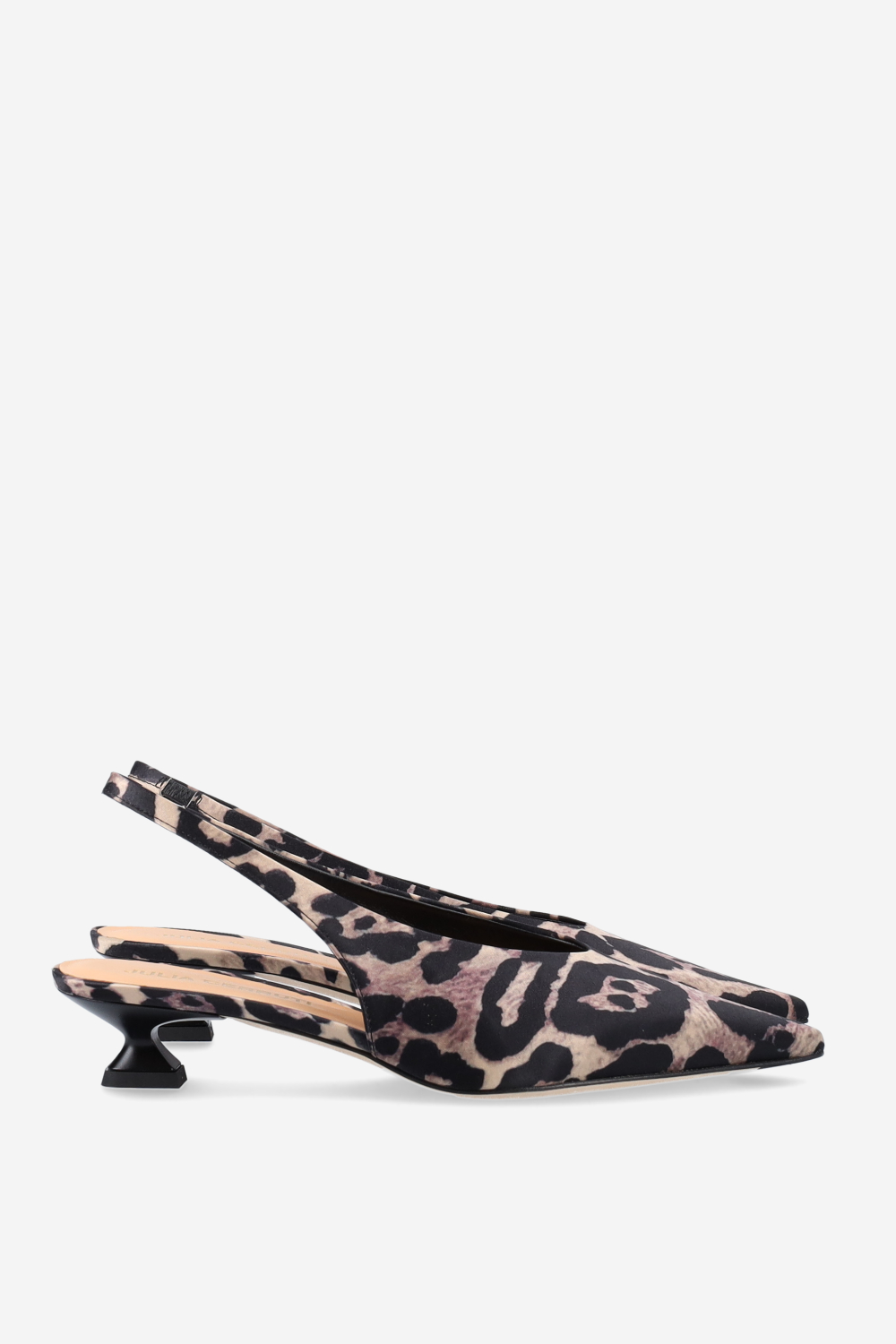 Pointed-toe satin slingbacks