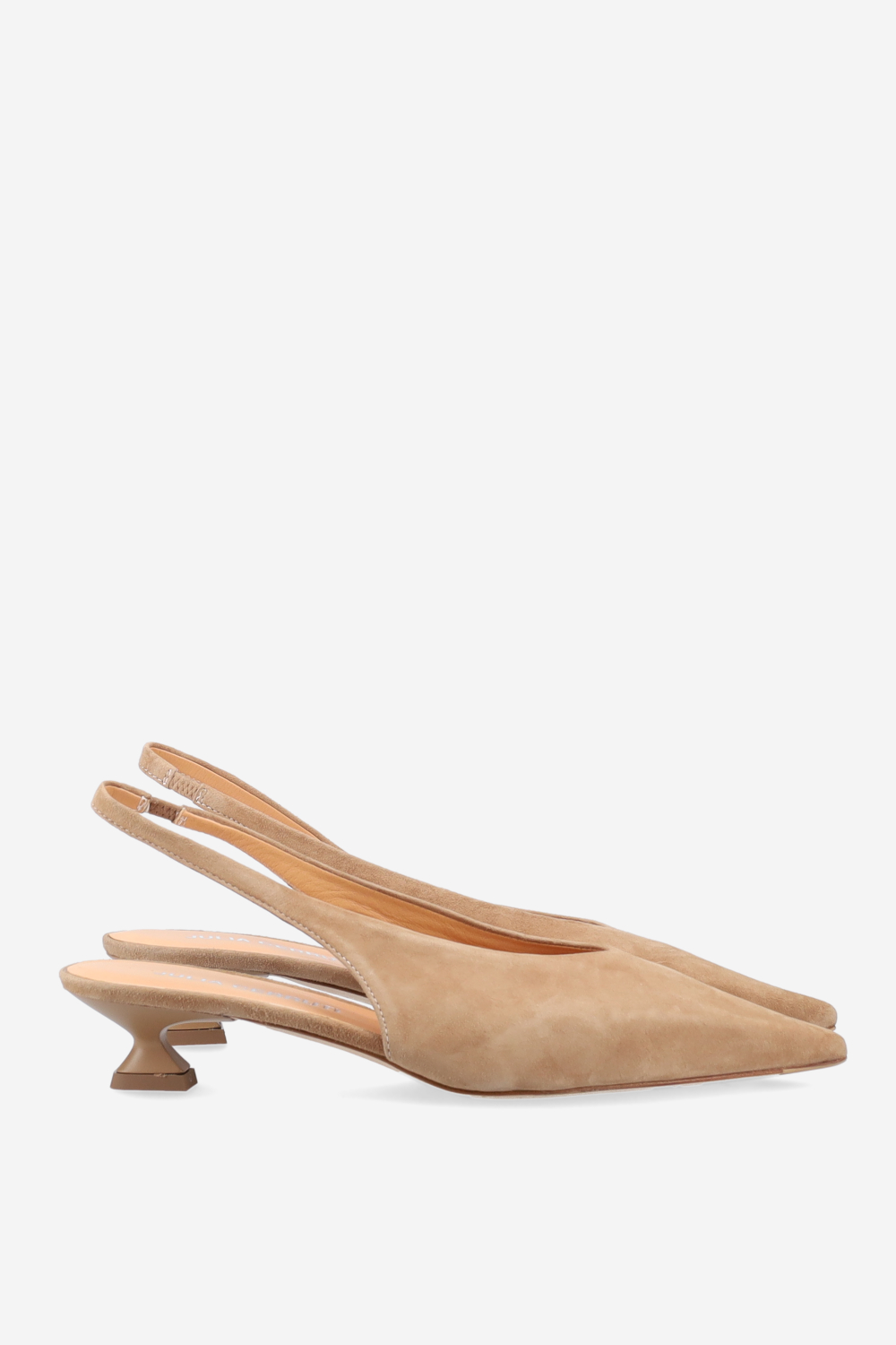 Pointed-toe suede slingbacks