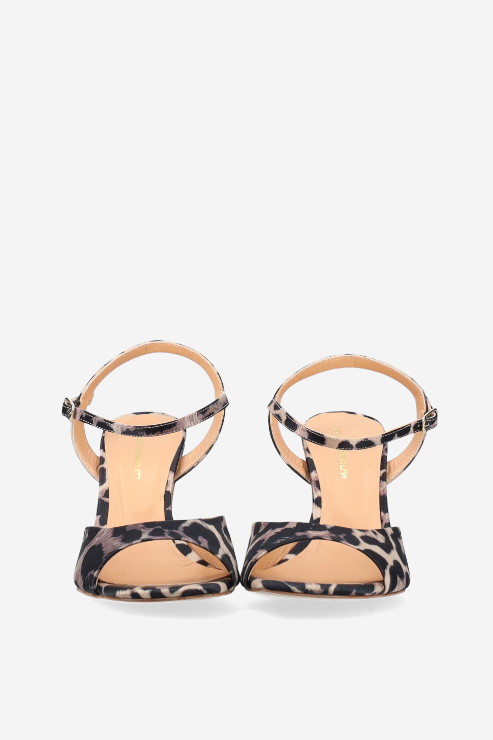 Satin leopard heeled sandals