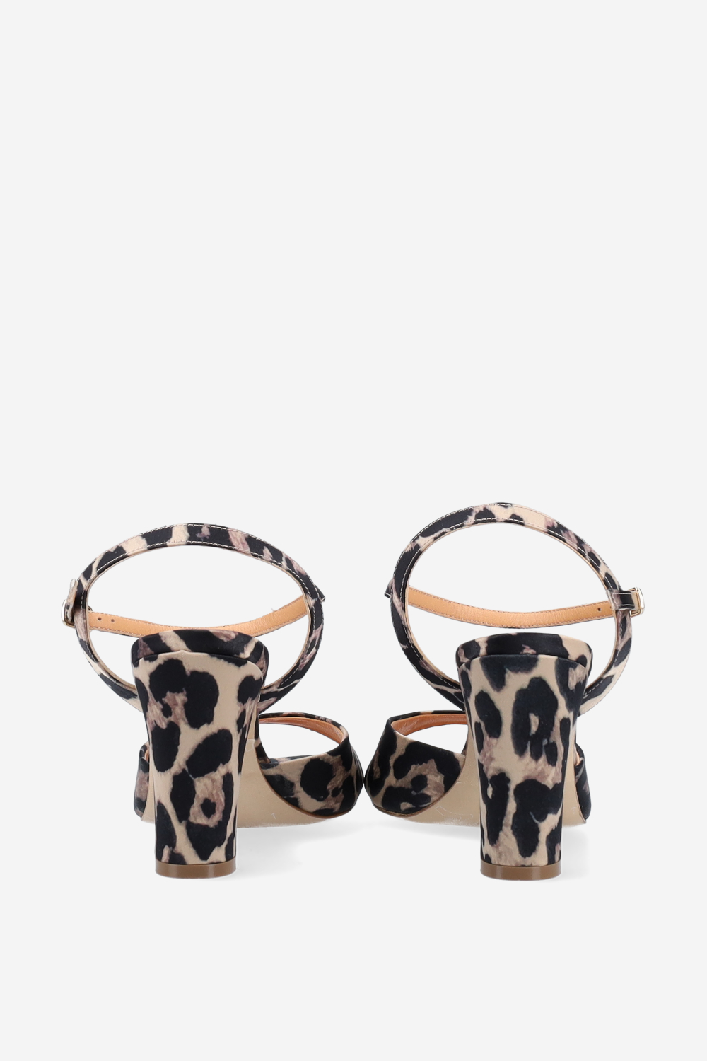 Satin leopard heeled sandals