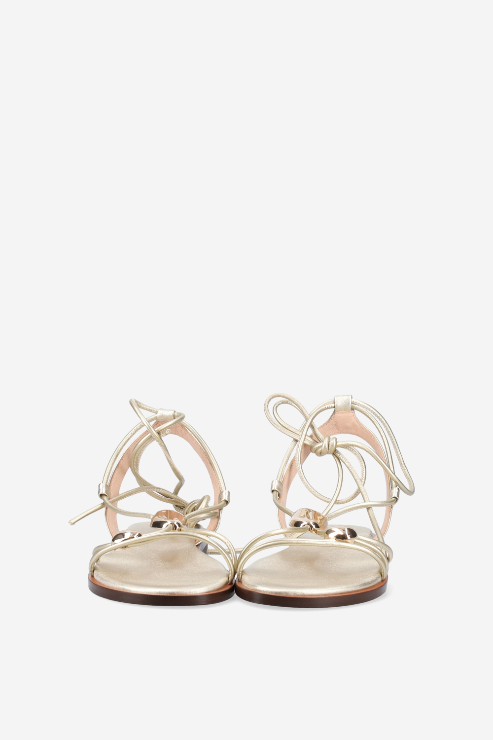 Knotted emblemished leather sandals