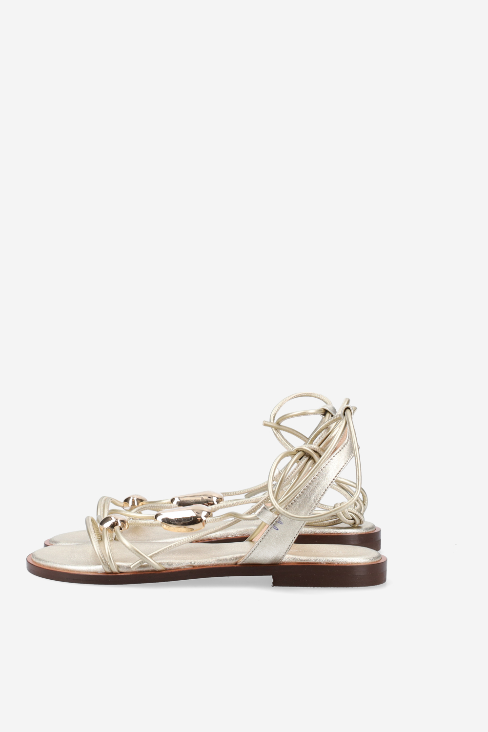 Knotted emblemished leather sandals