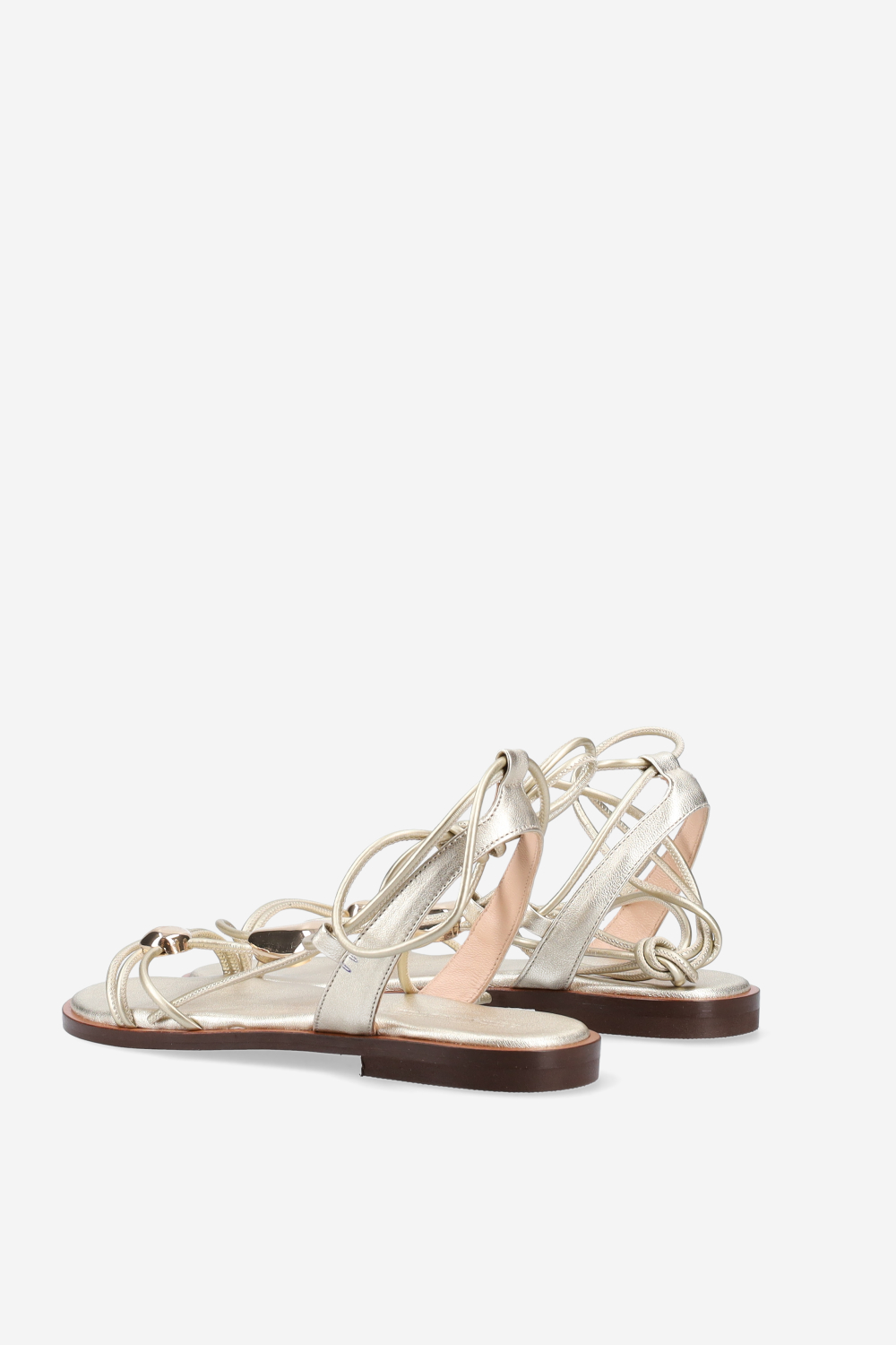 Knotted emblemished leather sandals