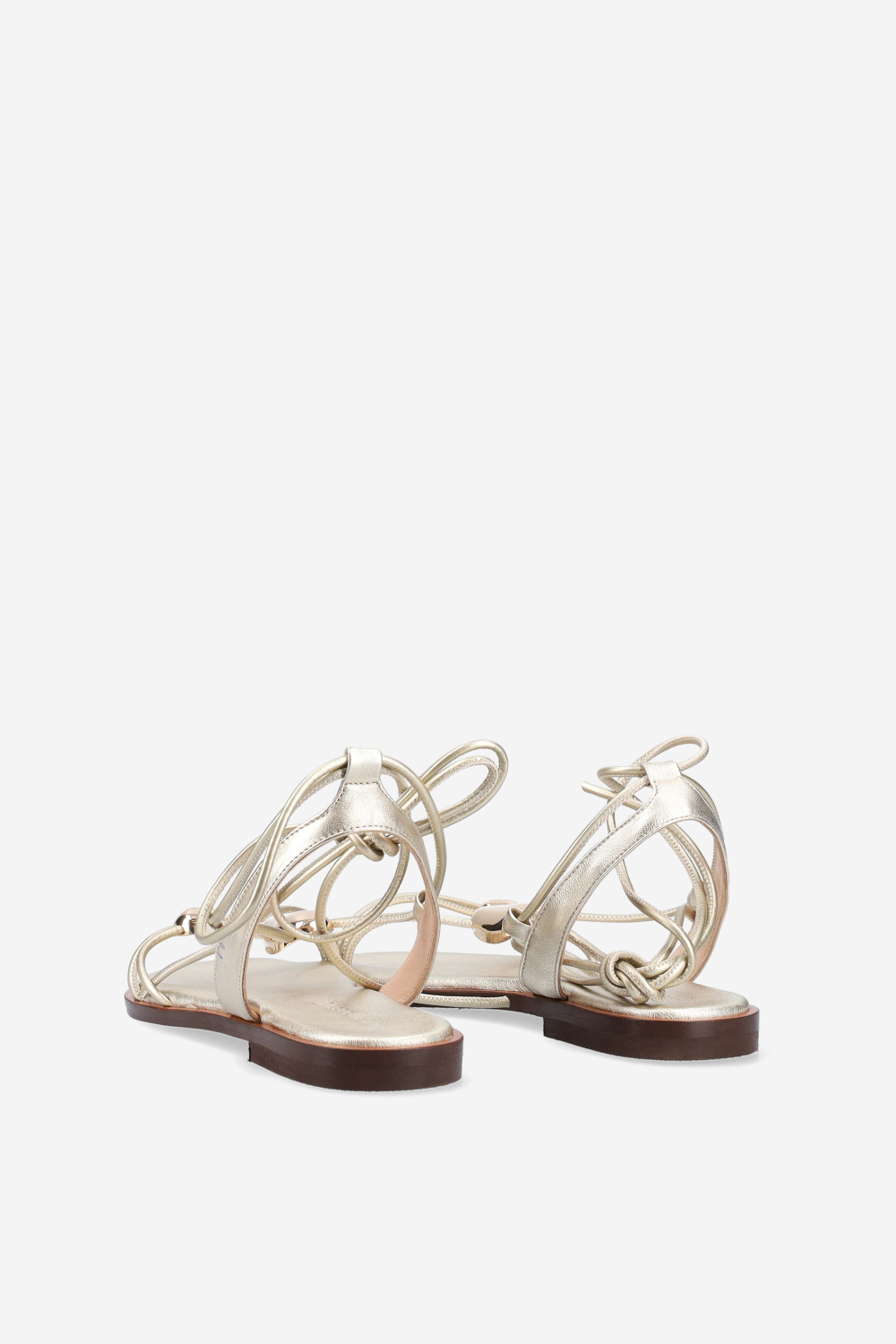 Knotted emblemished leather sandals
