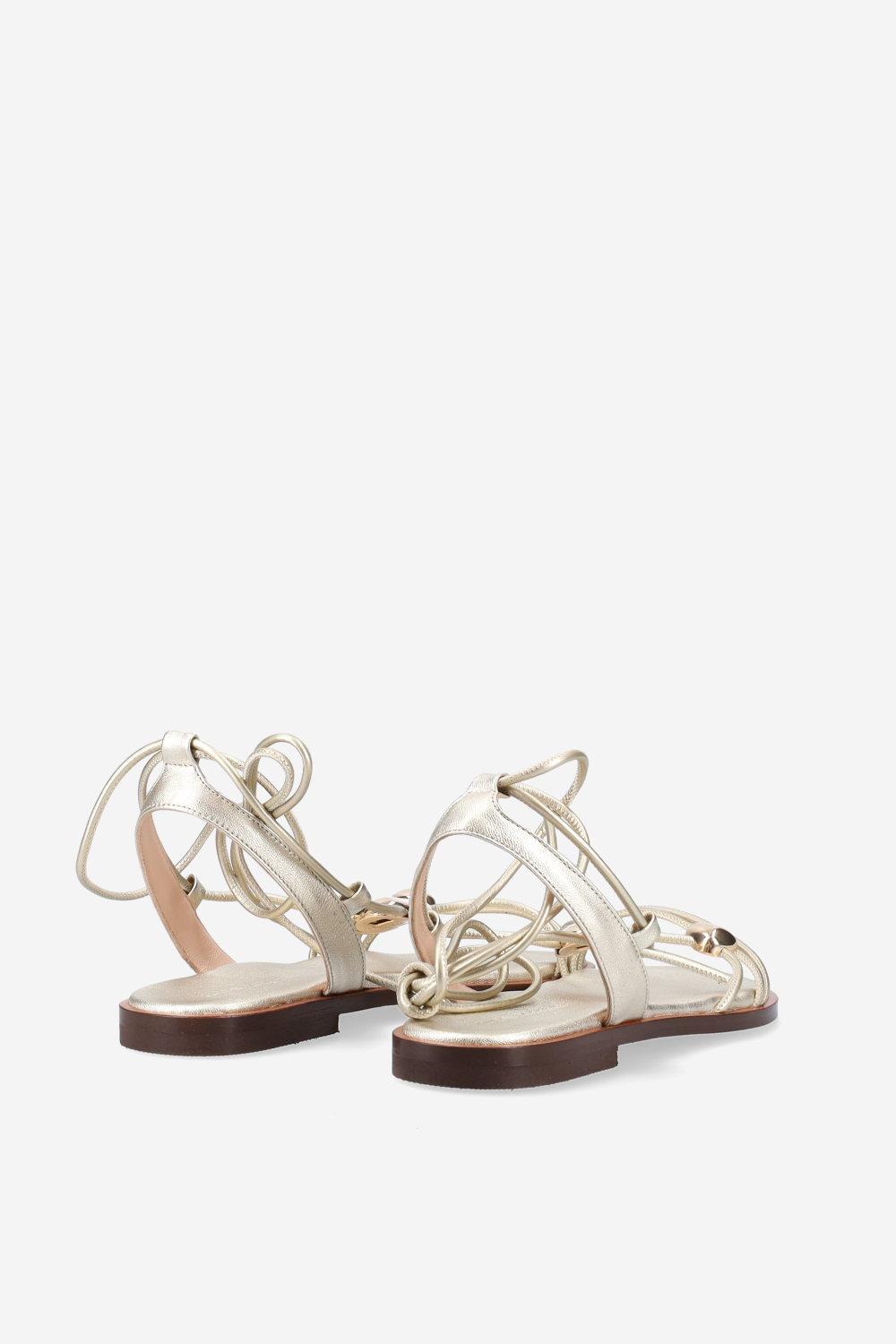 Knotted emblemished leather sandals