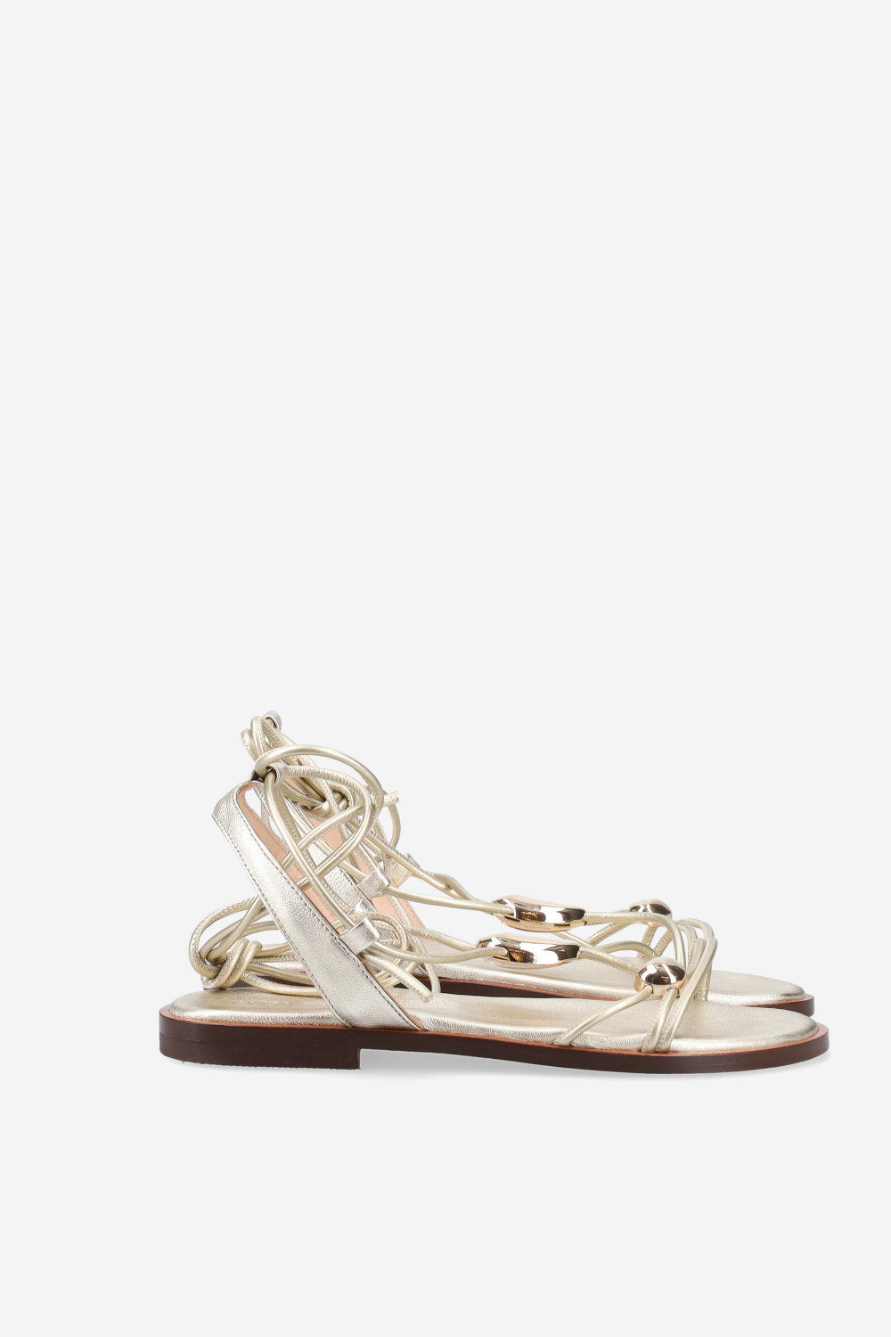 Knotted emblemished leather sandals