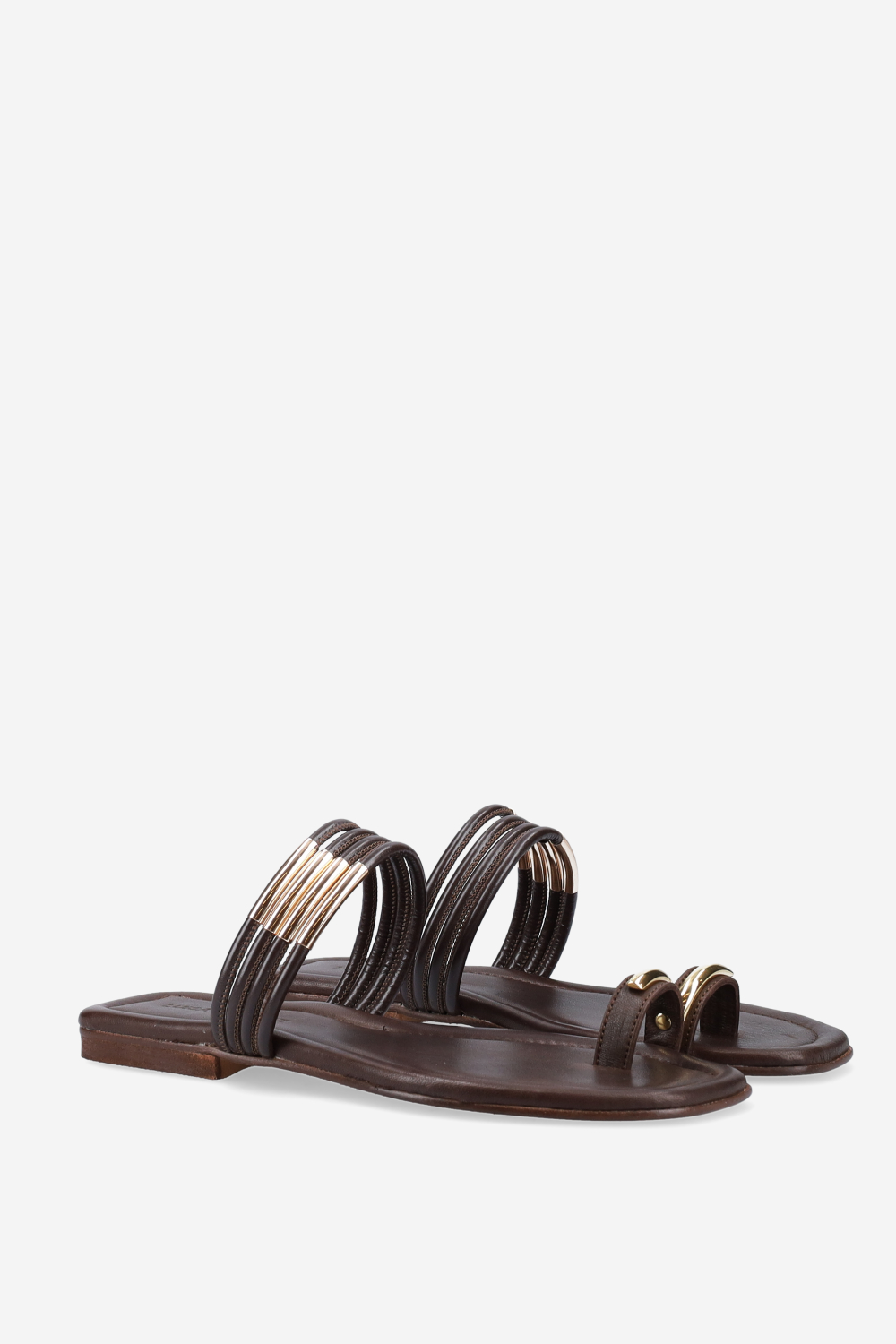 Emblemished strapped leather sandals