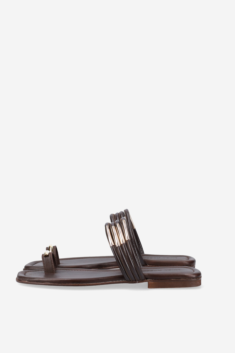 Emblemished strapped leather sandals