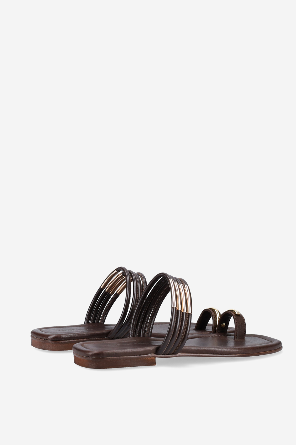 Emblemished strapped leather sandals