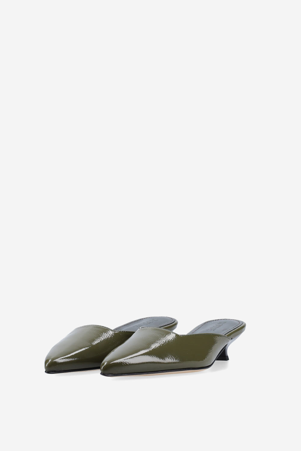 Trip patent leather mules