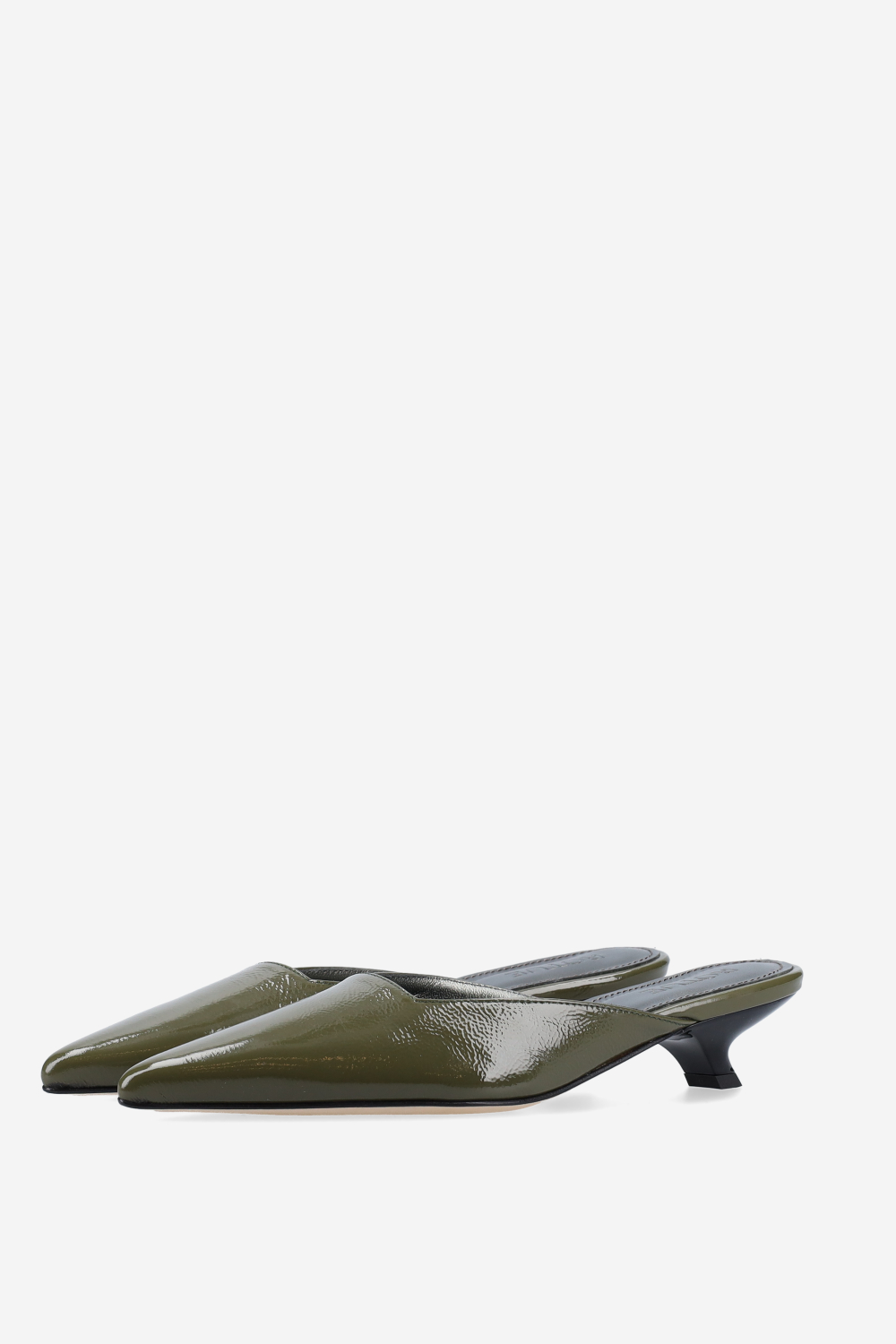 Trip patent leather mules